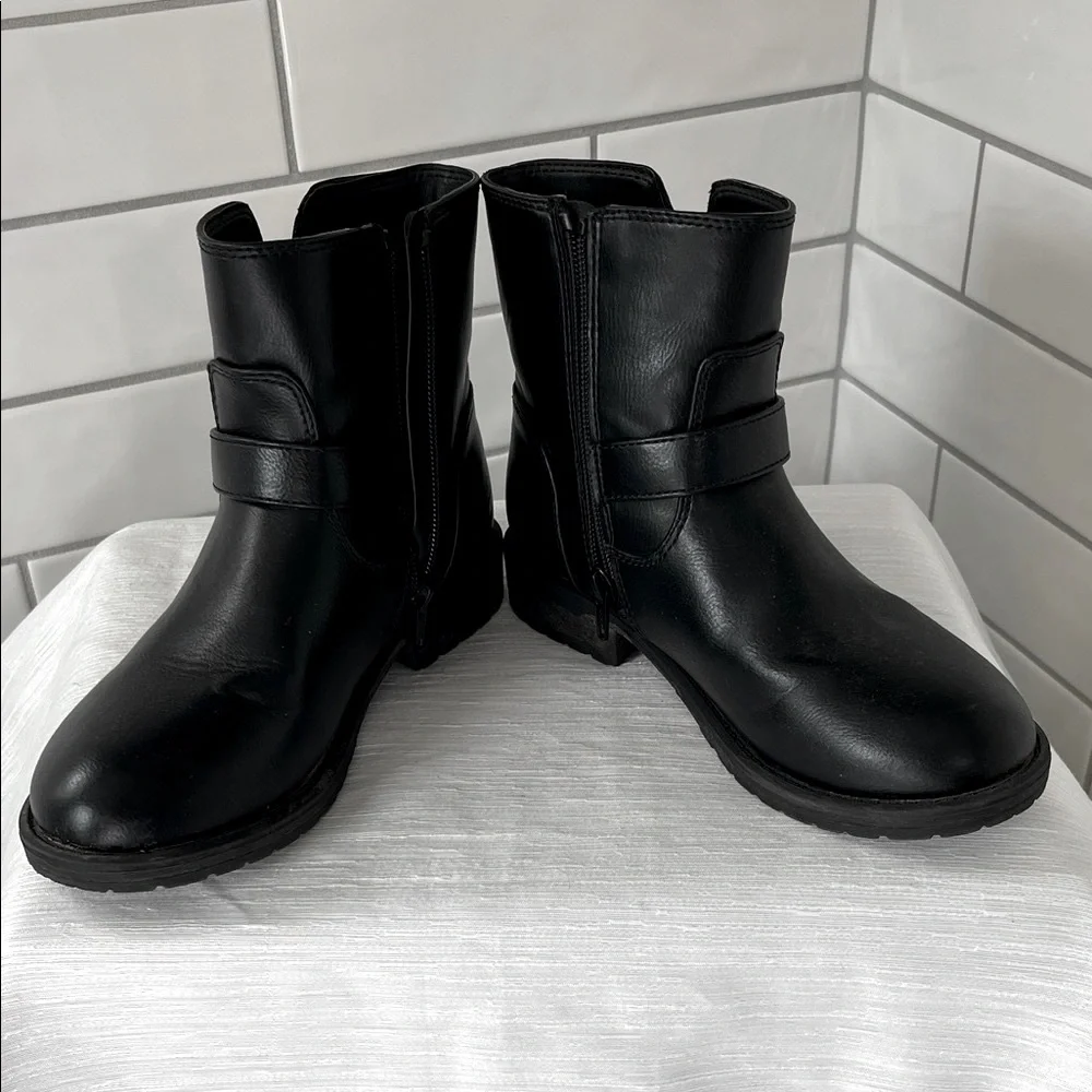 Cat & Jack Black Ankle Boots with Buckle